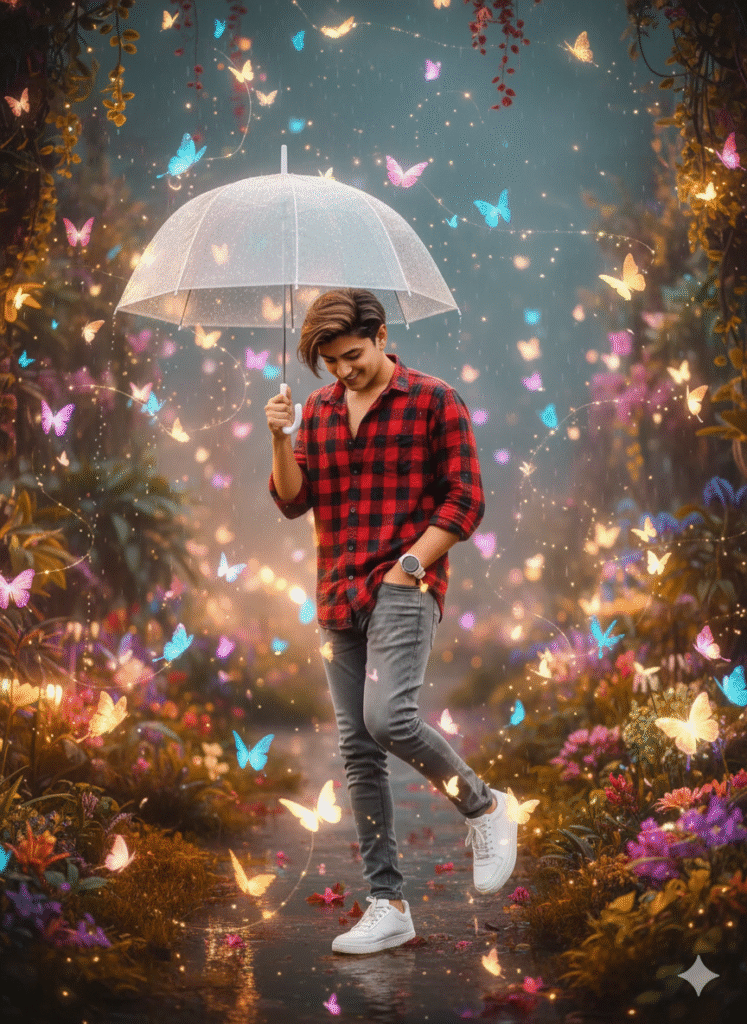 Glowing Butterflies Ai photo Editing Prompts